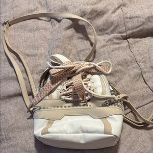 Steve Madden Cream & Beige Crossbody Bag with Patterned Strap